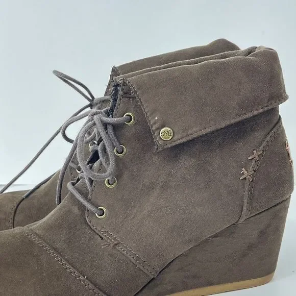 Mad Love brown lace up wedge ankle boots